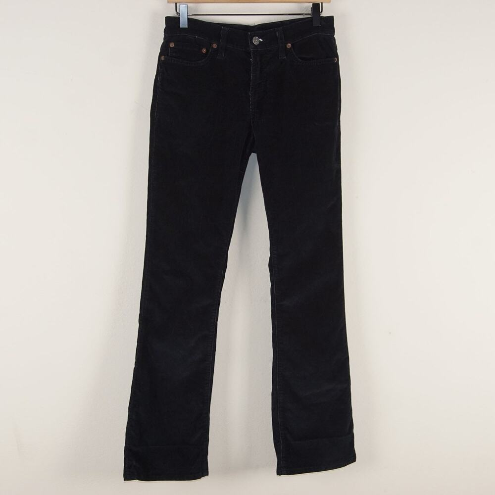 Y2K Red Engine Black Cotton Corduroy Bootcut Pants Womens Sz 29
